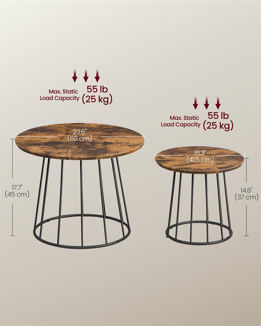 Modern Coffee Table Set of 2 with Steel Frame