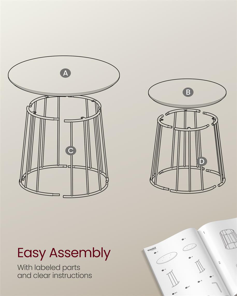 Modern Coffee Table Set of 2 with Steel Frame