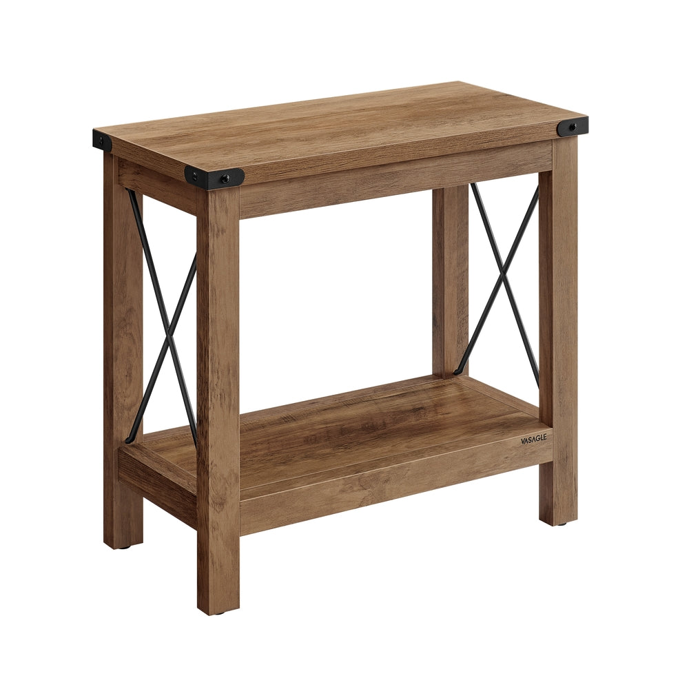 Side Table with Bottom Shelf - Honey Brown