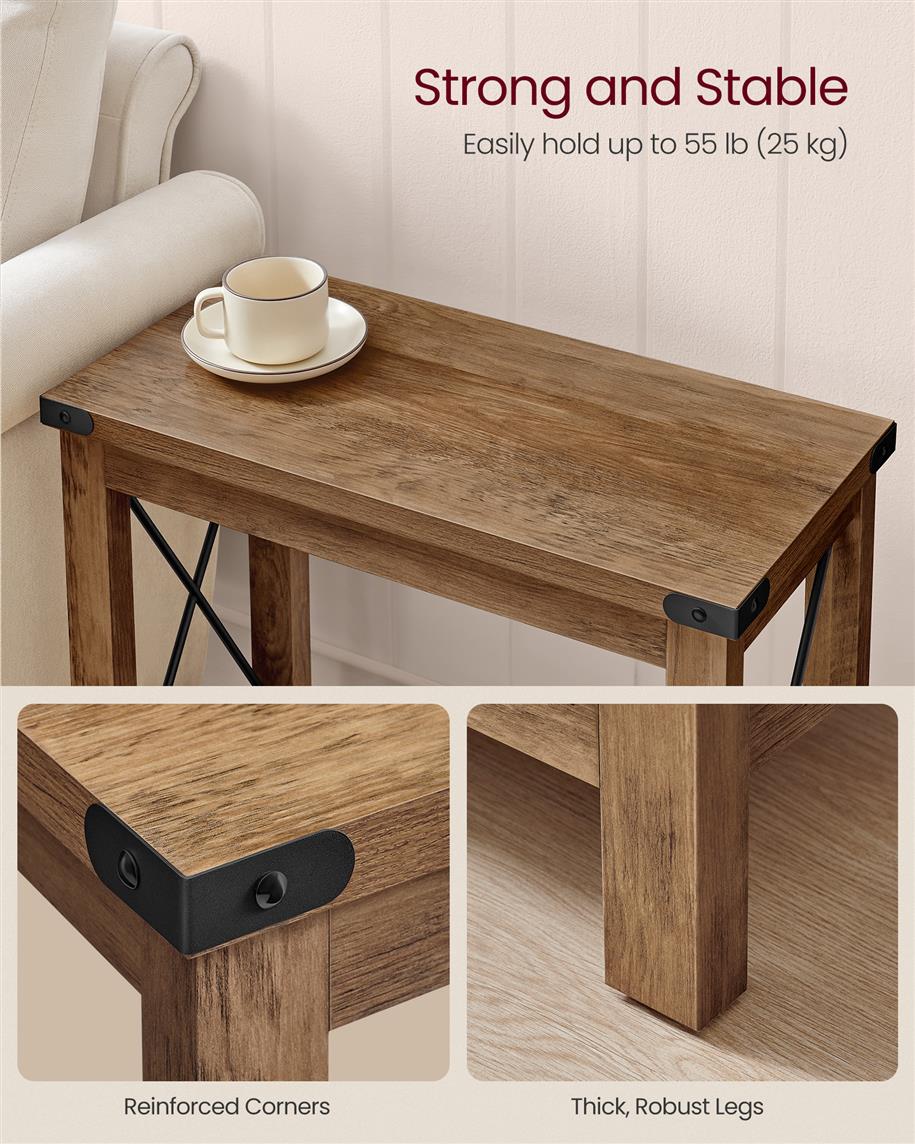 Side Table with Bottom Shelf - Honey Brown