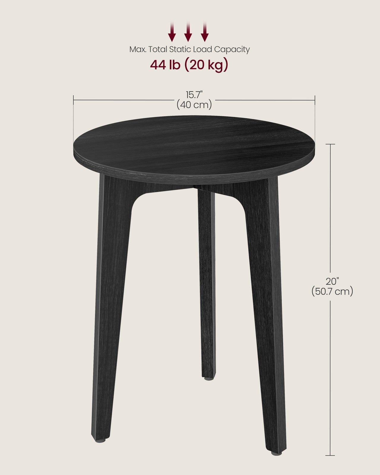 MAEZO Collection - Small Side Table - Round End Table - Charcoal Gray