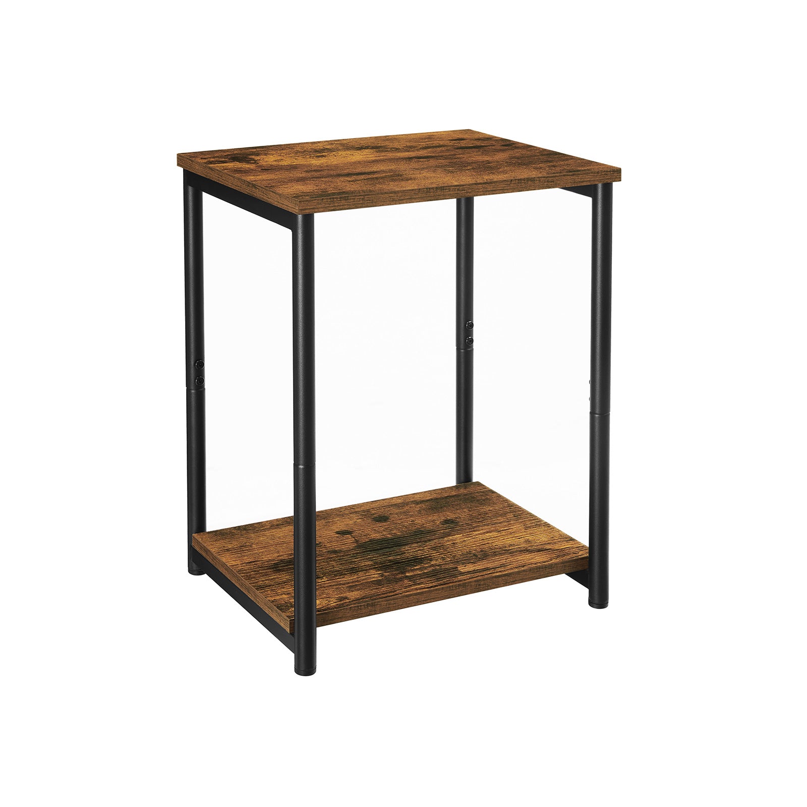 Industrial 2-Tier Small Side Table - Rustic Brown, Black