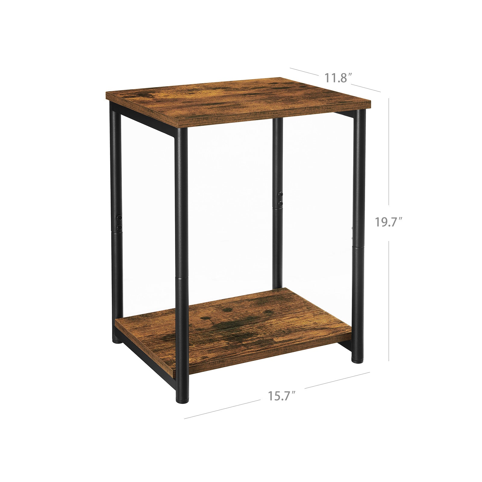 Industrial 2-Tier Small Side Table - Rustic Brown, Black