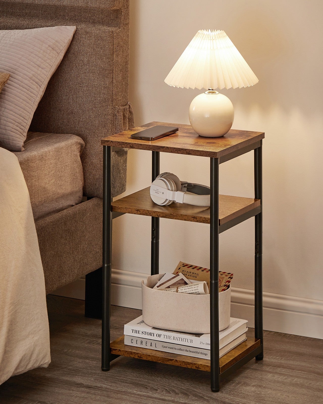 Small End Table - Rustic Brown, Classic Black
