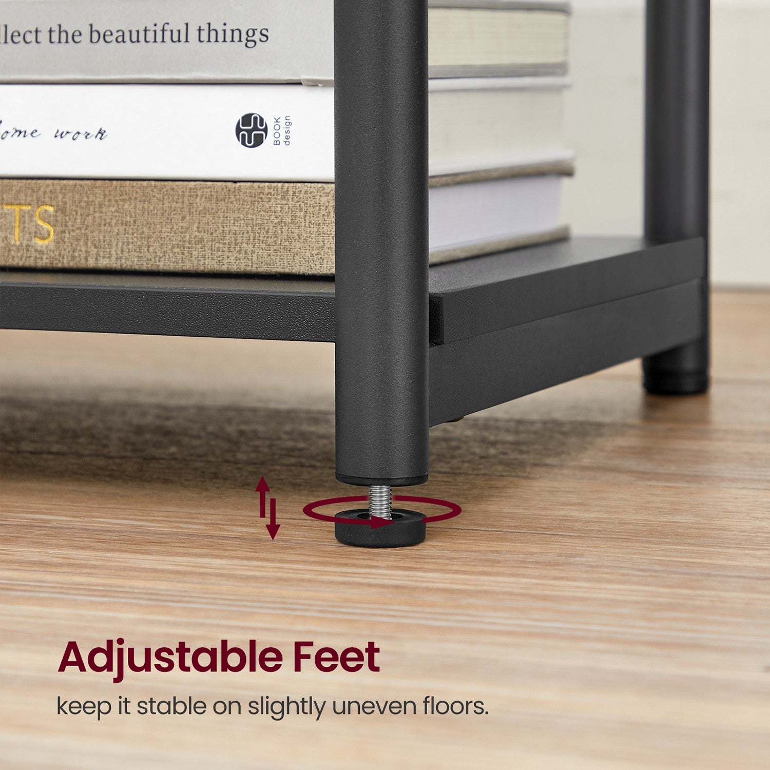 3-Tier End Table with USB Ports and Outlets - Black