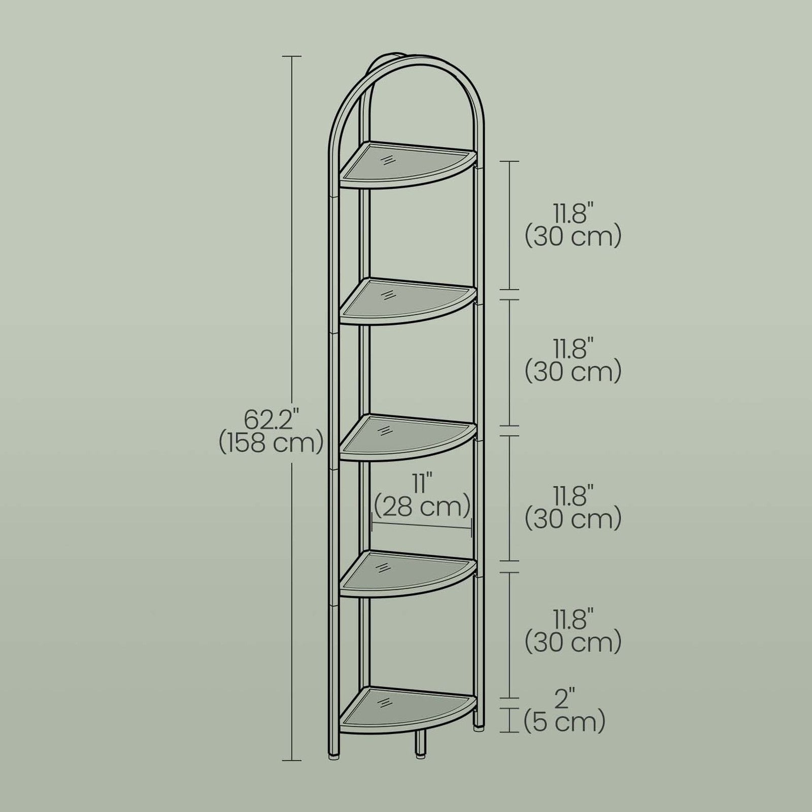 Corner Display Rack with Tempered Glass Shelves for Living Room