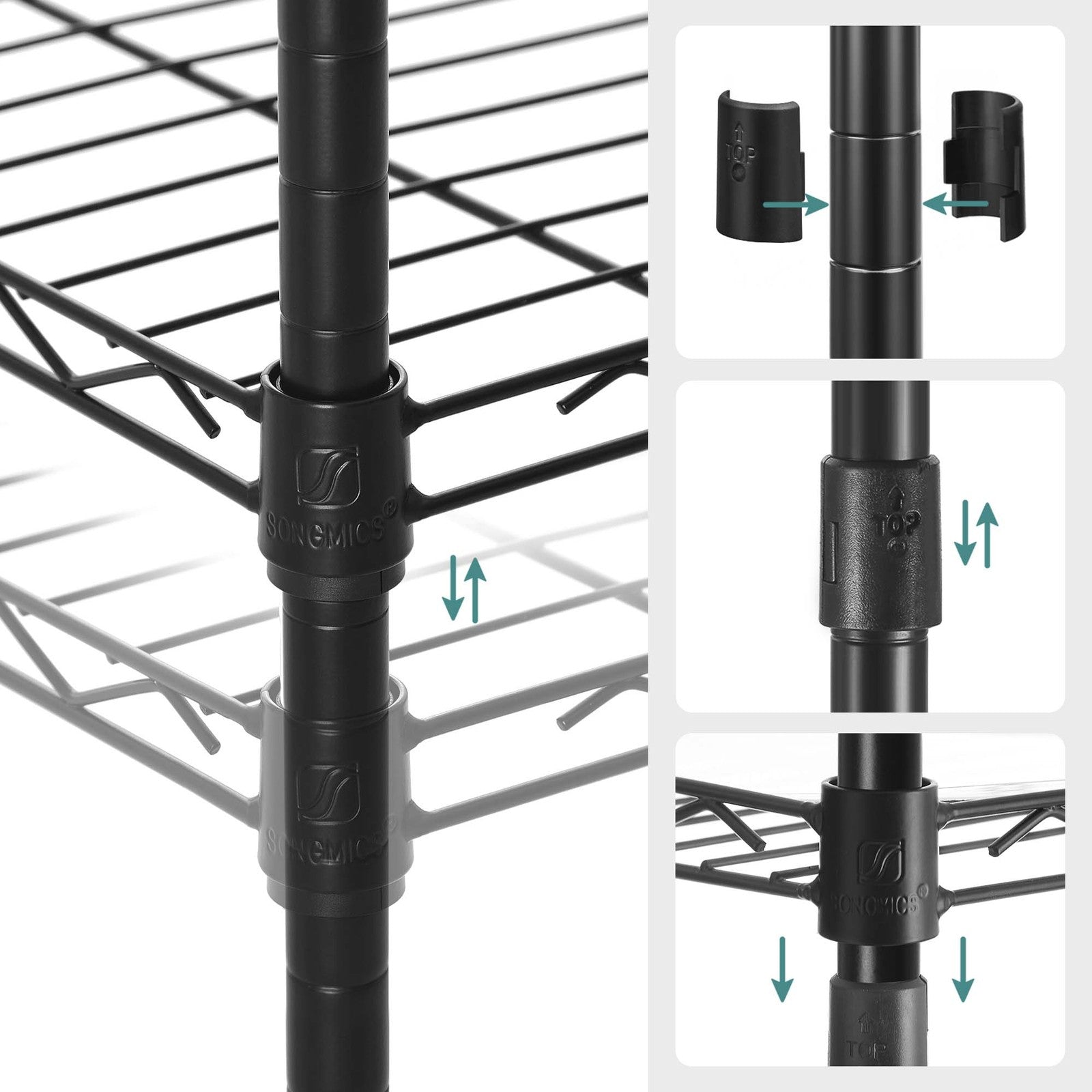 5-Tier Bathroom Shelf - Ink Black, Rustic Brown