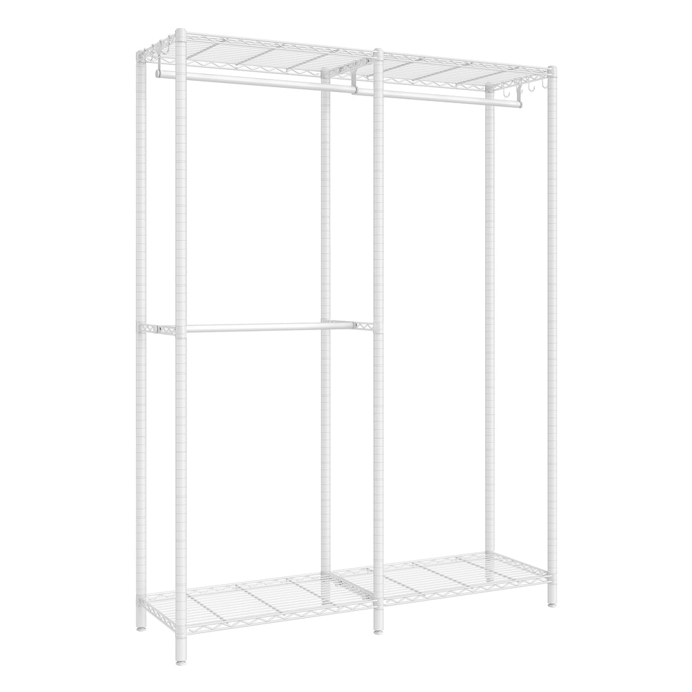 Metal Clothing Rack with Adjustable Shelves and Hanging Rails - Cloud White