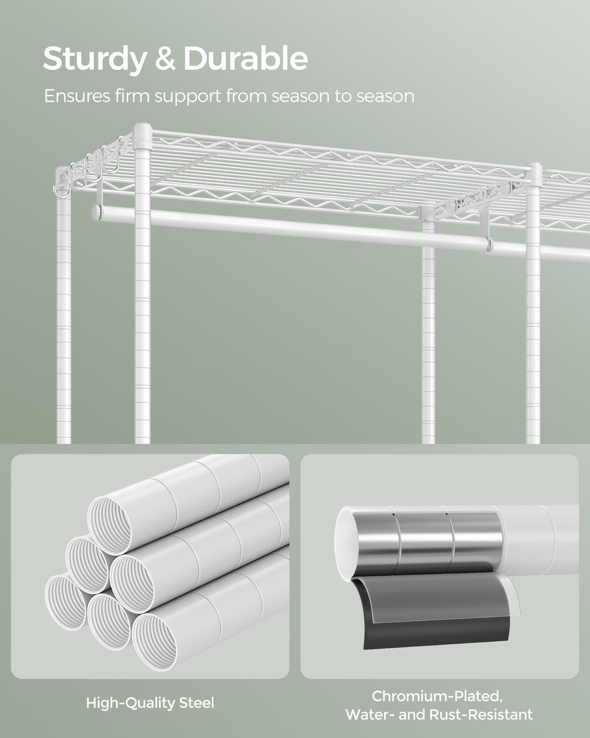 Metal Clothing Rack - Adjustable Shelves - Hanging Rails