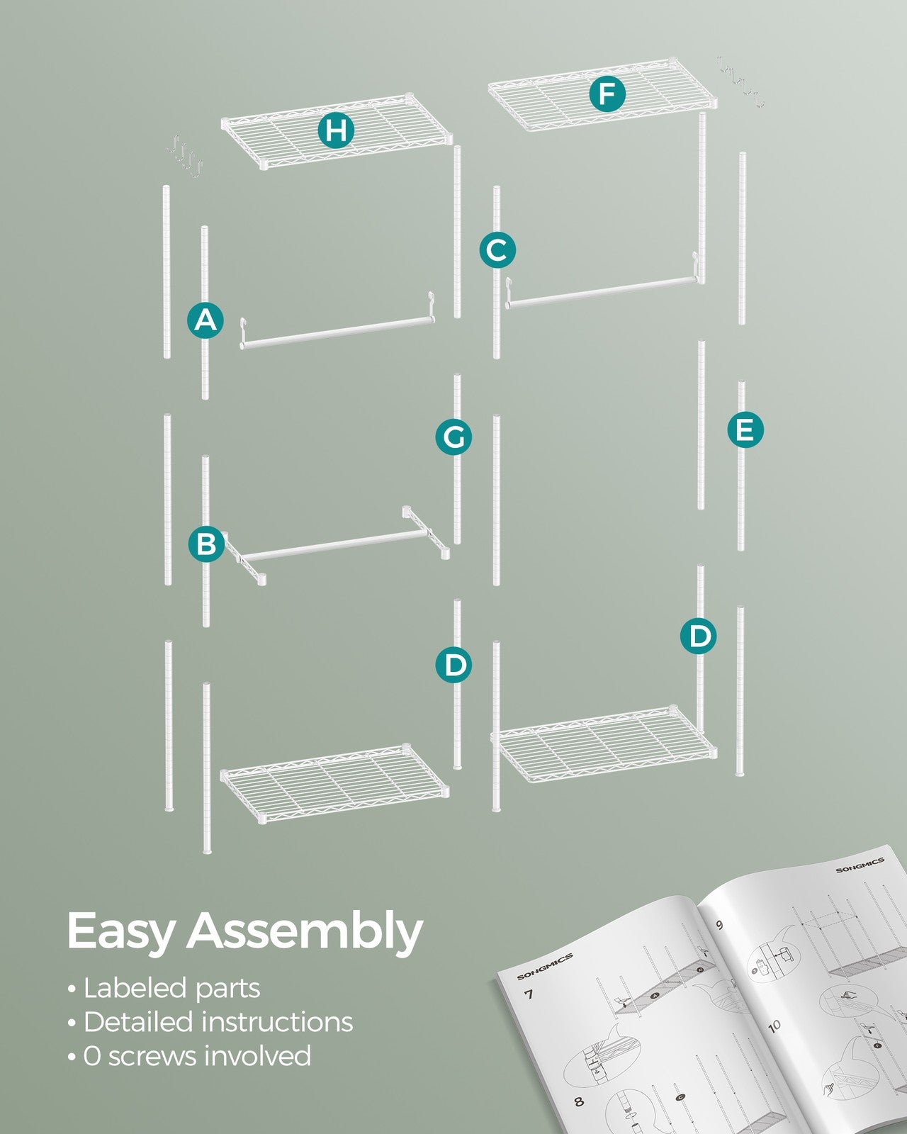Metal Clothing Rack - Adjustable Shelves - Hanging Rails