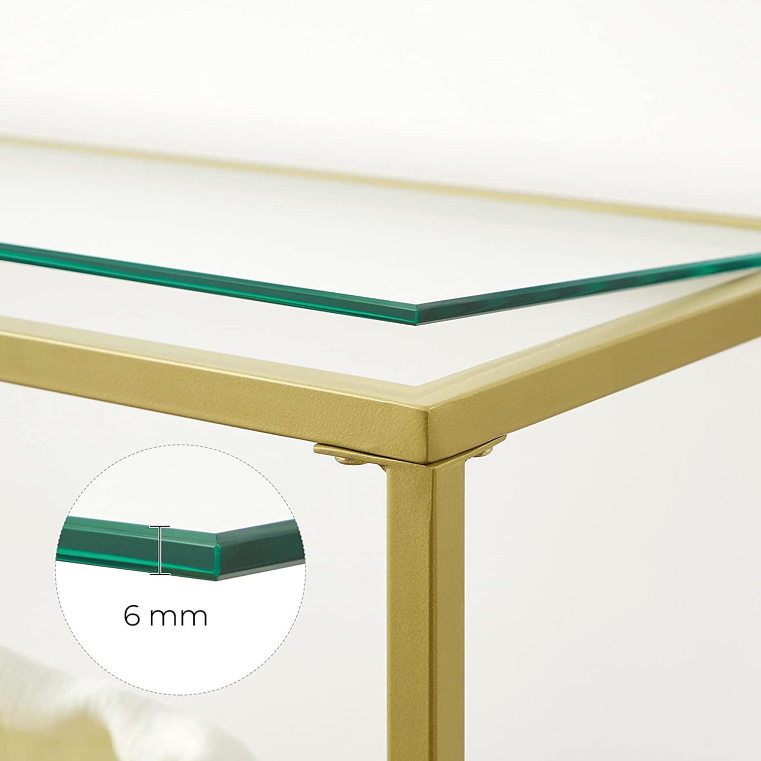 51.2 Inch Console Table with 3 Shelves - Metalic Gold, Transparent