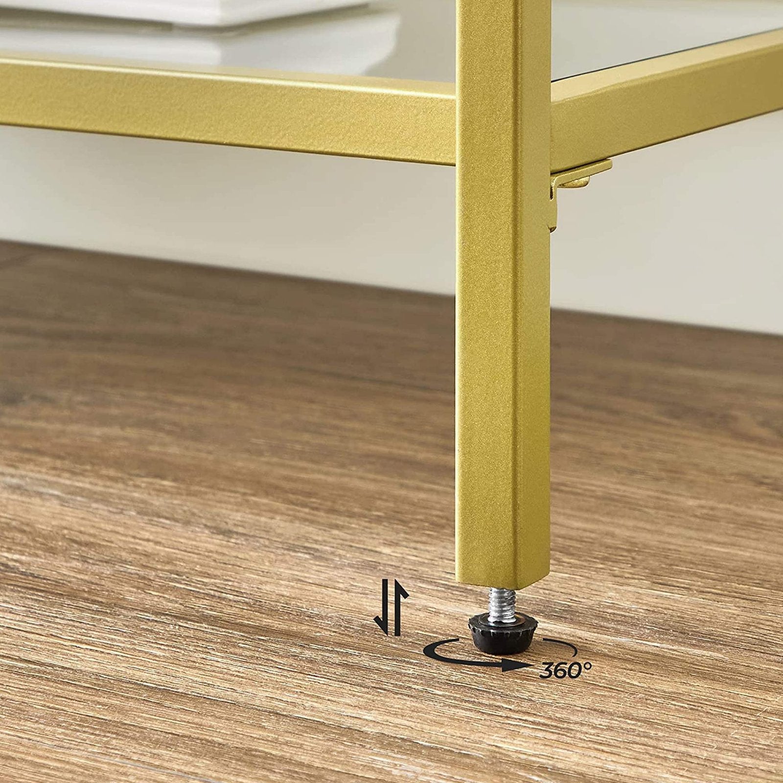 51.2 Inch Console Table with 3 Shelves - Metalic Gold, Transparent