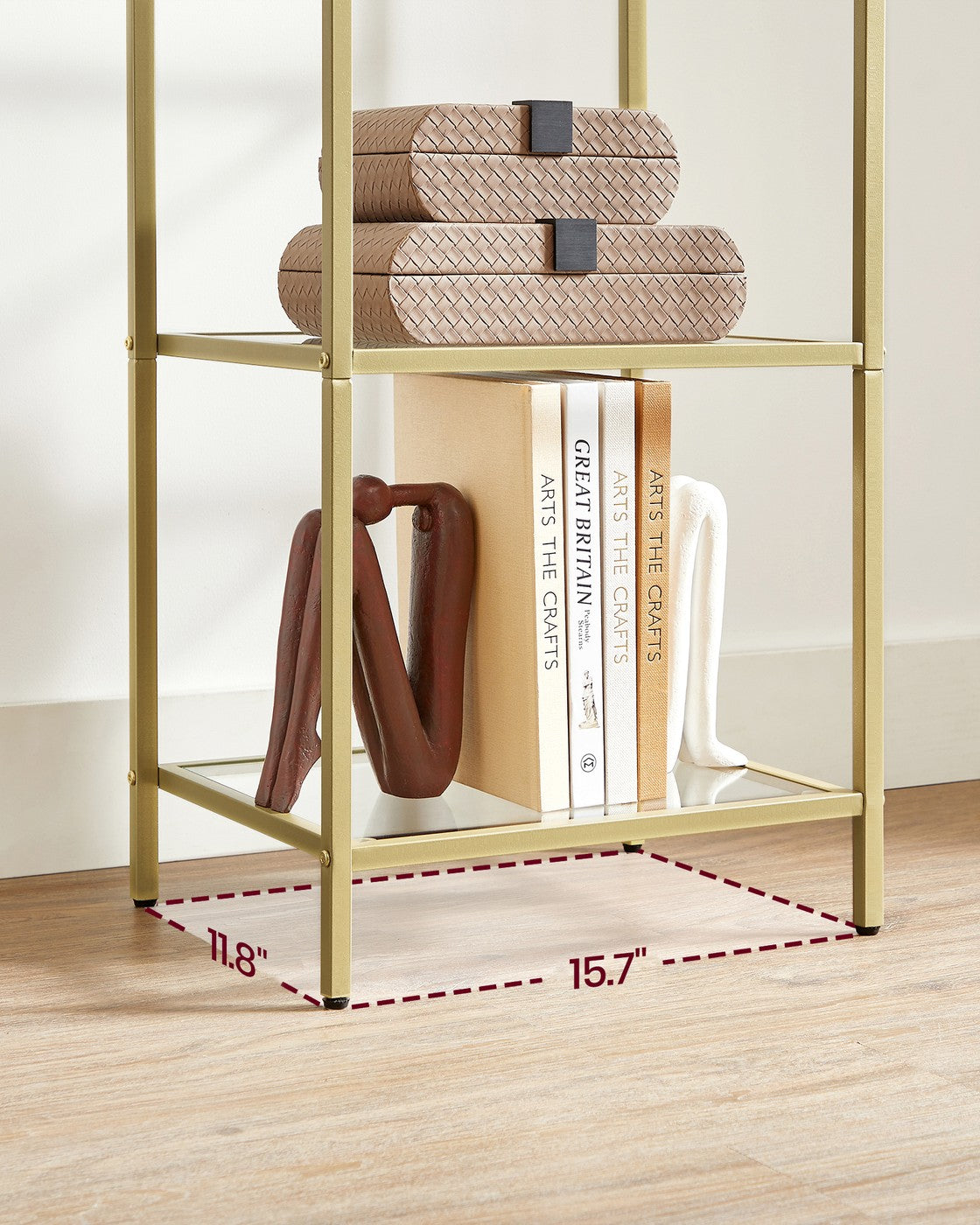 5-Tier Bookcase - Slim Shelving Unit - Gold