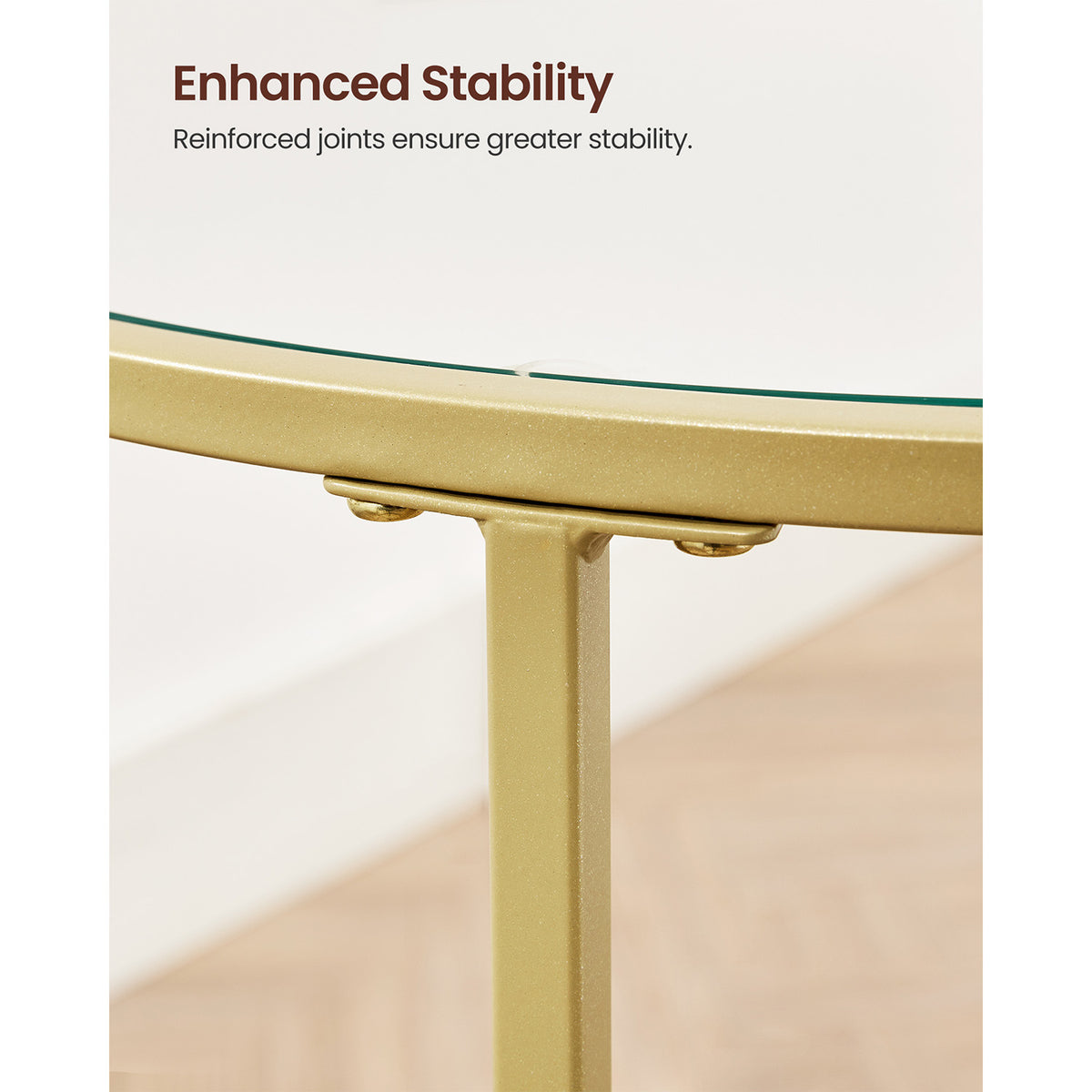 Glass Round Side Table - Metal Frame - Tempered Glass