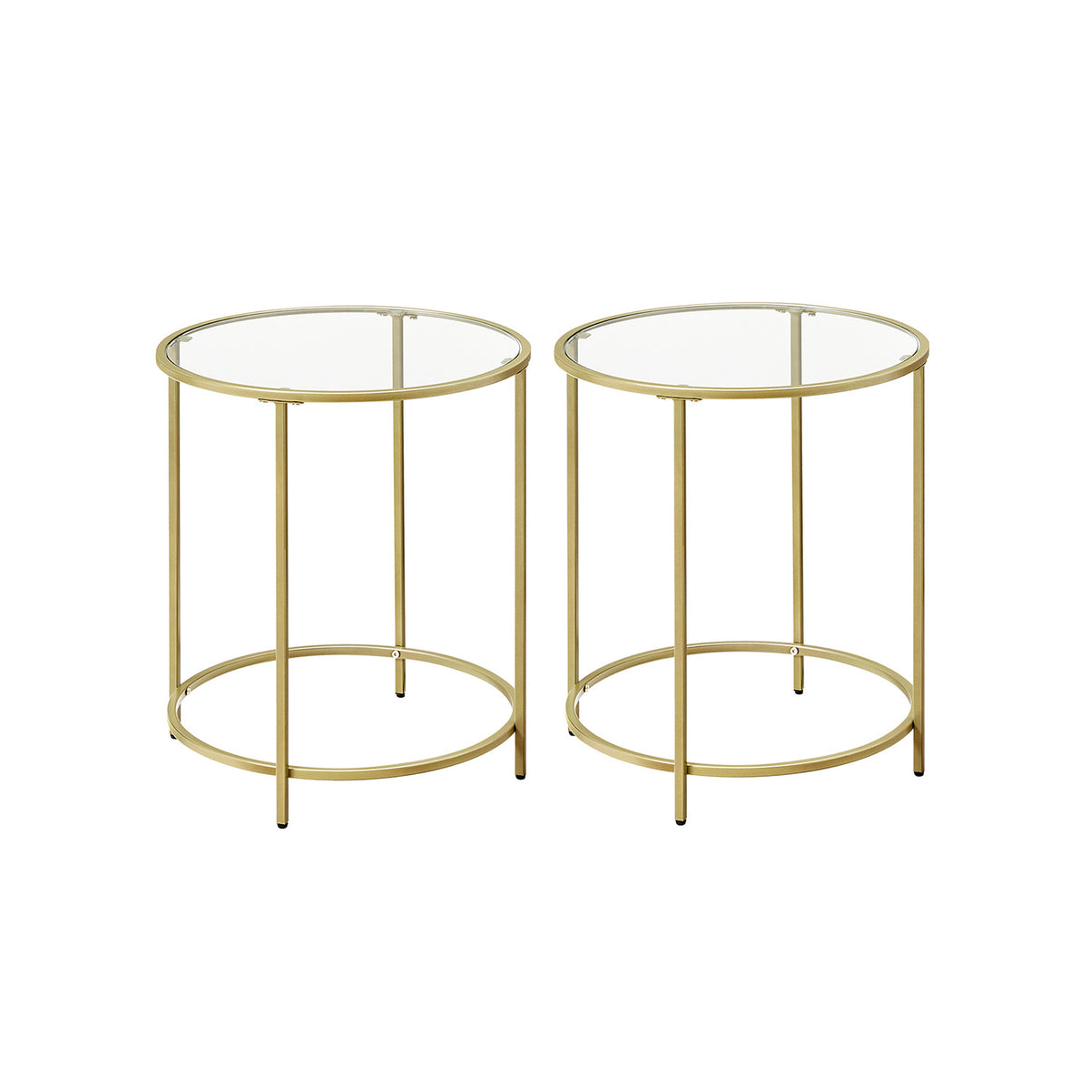 Glass Round Side Table - Metal Frame - Tempered Glass