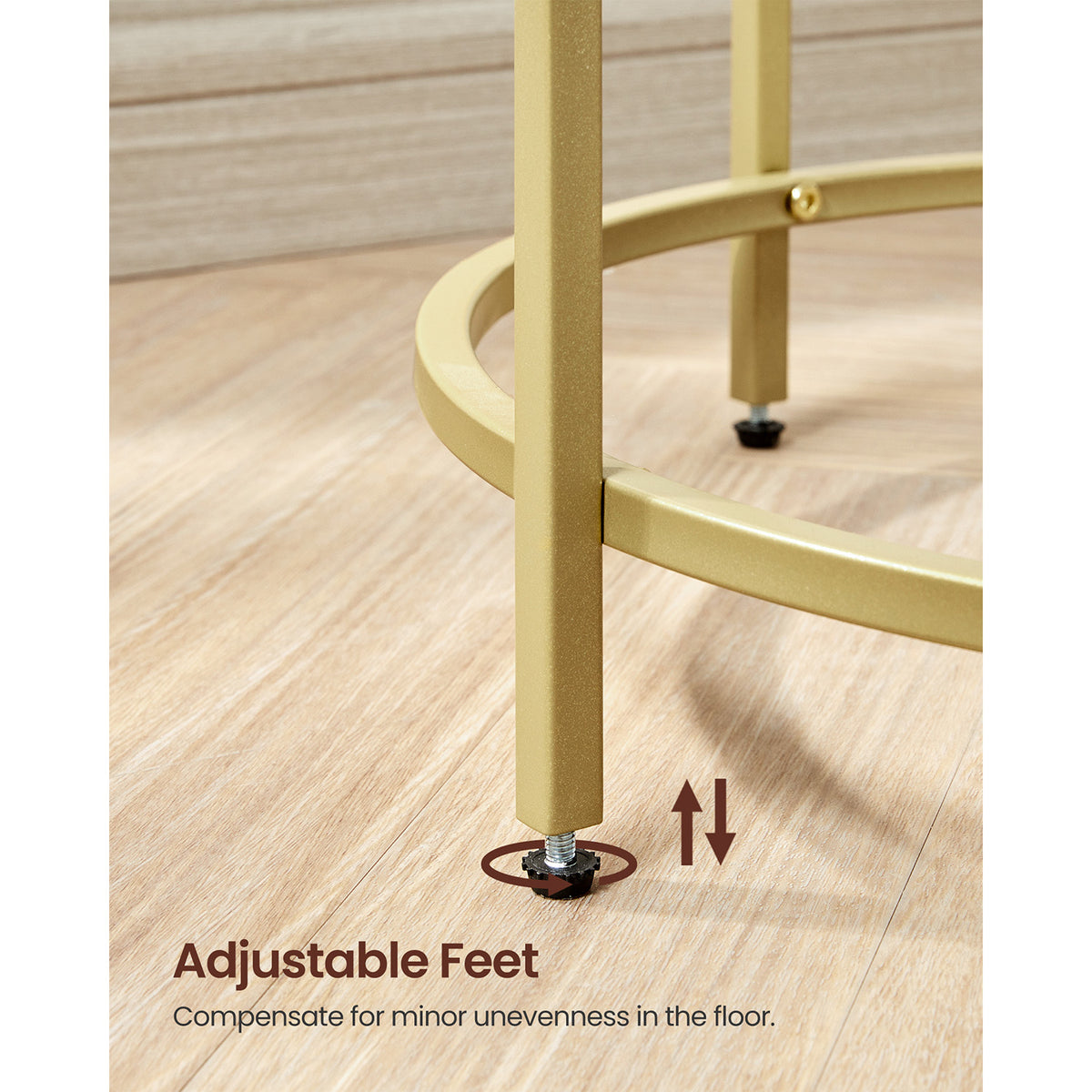 Glass Round Side Table - Metal Frame - Tempered Glass