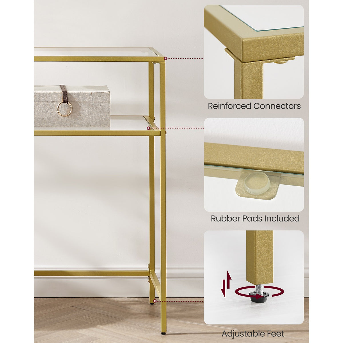 Console Sofa Table - 39.4-Inch - Tempered Glass Top