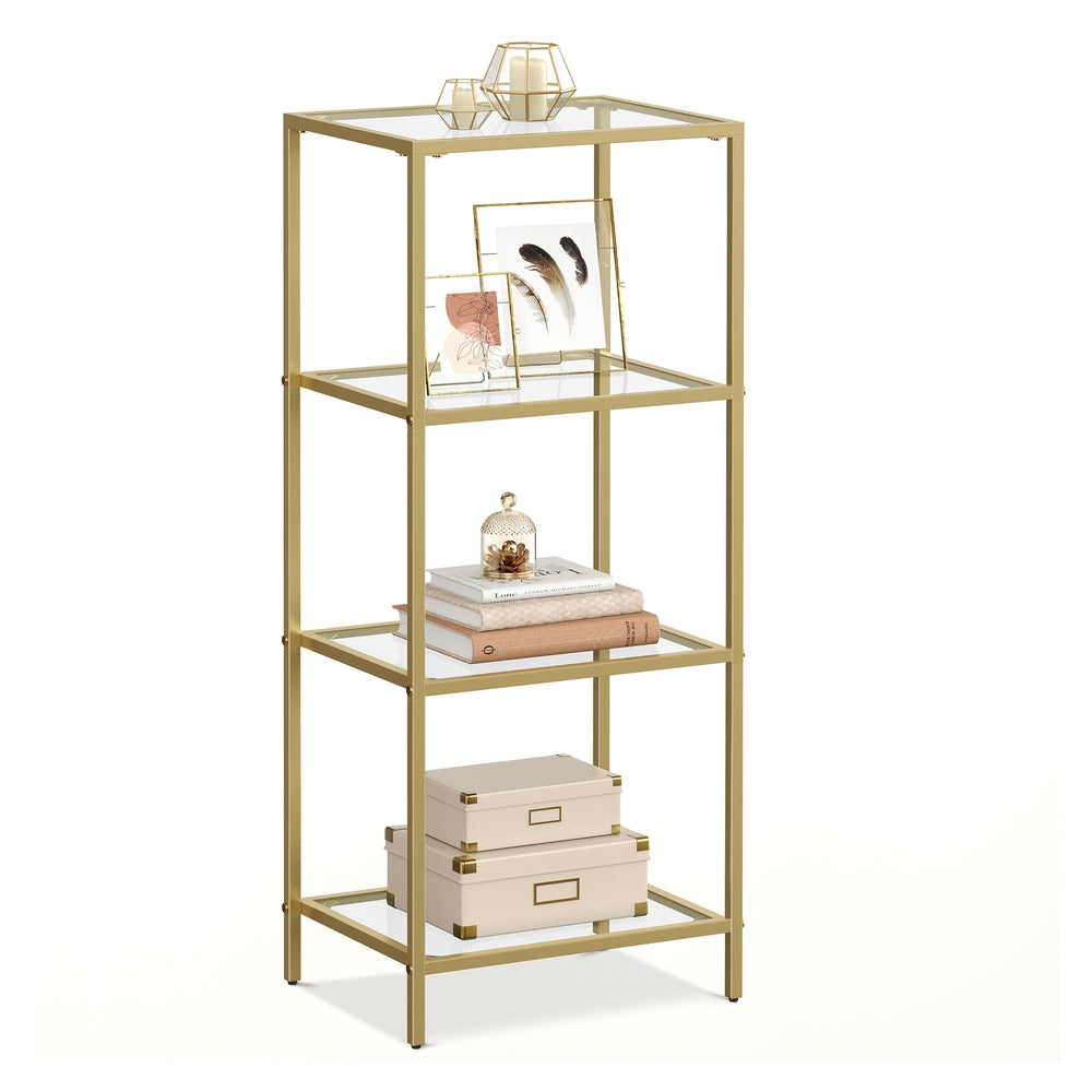 5-Tier Bookcase - Slim Shelving Unit - Gold - 11.8”D x 15.7”W x 37.4”H