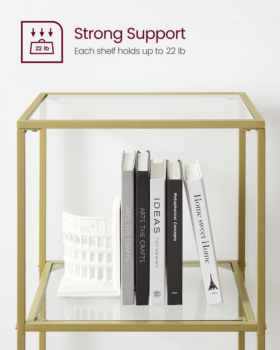 Bookcase - 5-Tier - Slim Shelving Unit - Tempered Glass