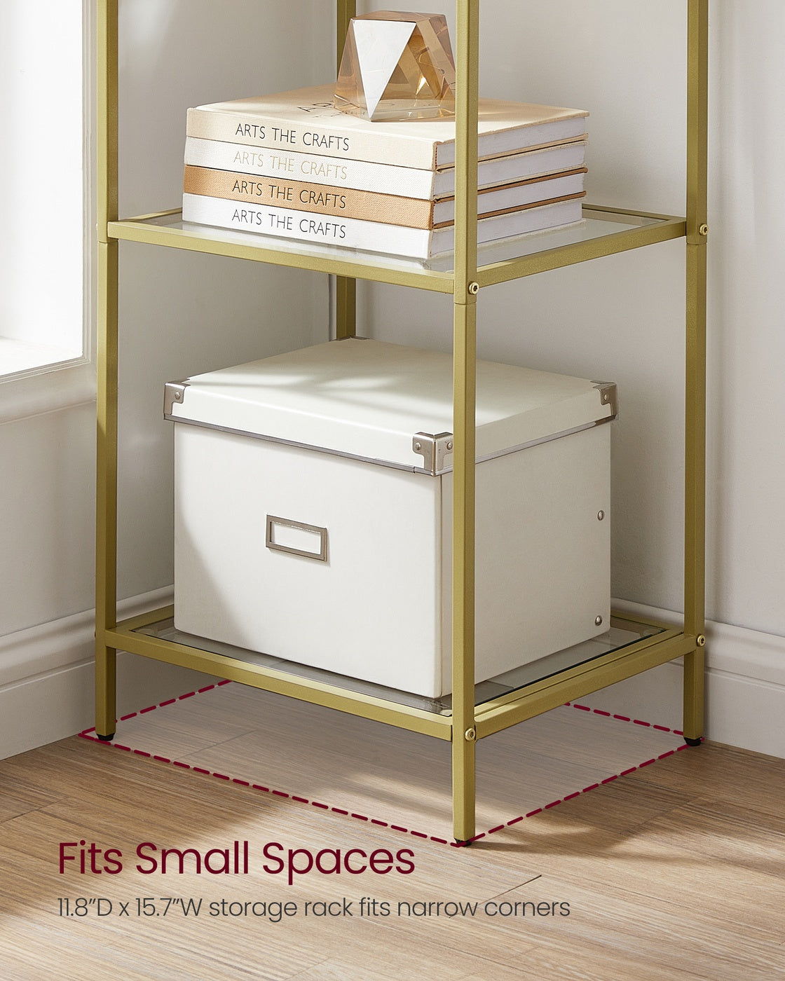 Bookcase - 5-Tier - Slim Shelving Unit - Tempered Glass