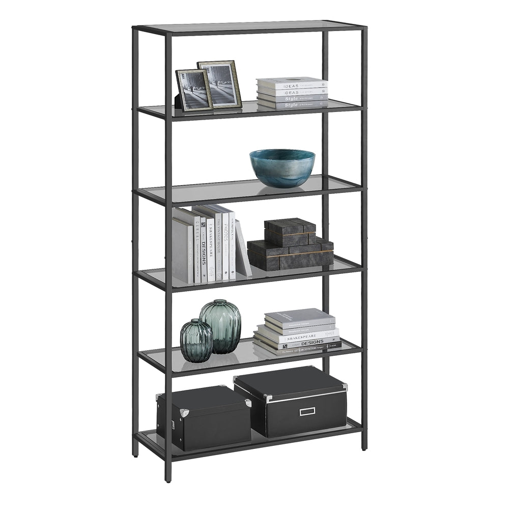 5-Tier Bookcase - Slim Shelving Unit - Ink Black, Slate Gray - 11.8"D x 31.5"W x 69.8"H