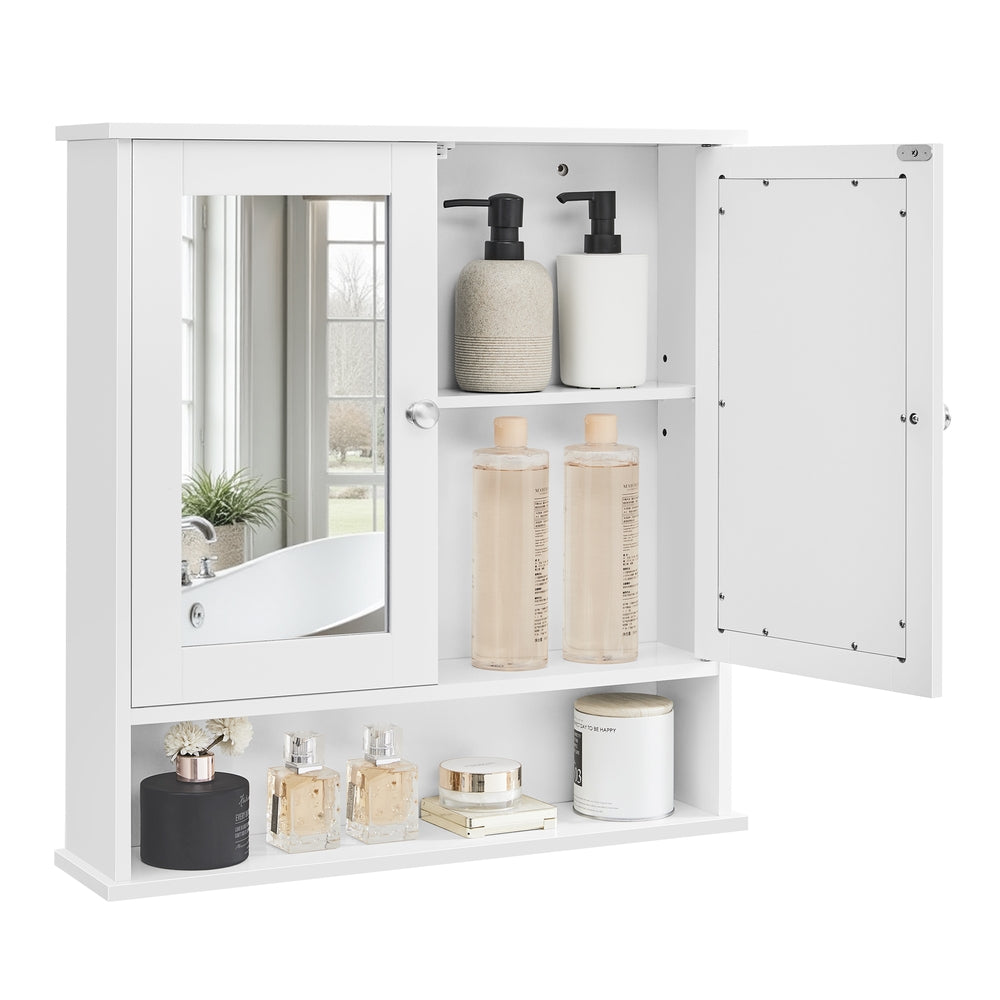 Bathroom Cabinet with Mirror - White - 5.1"D x 22.2"W x 23"H