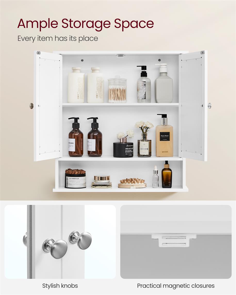 Bathroom Cabinet with Mirror - White