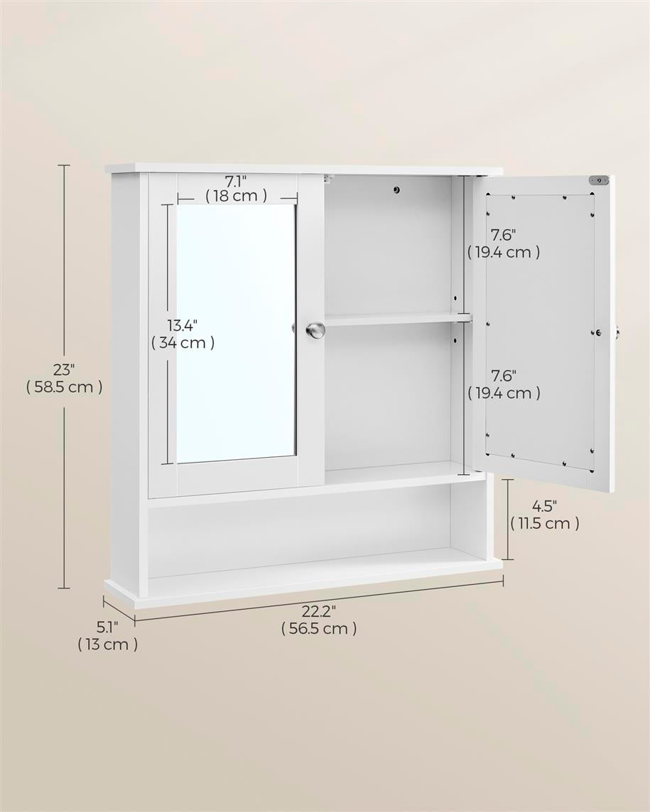 Bathroom Cabinet with Mirror - White