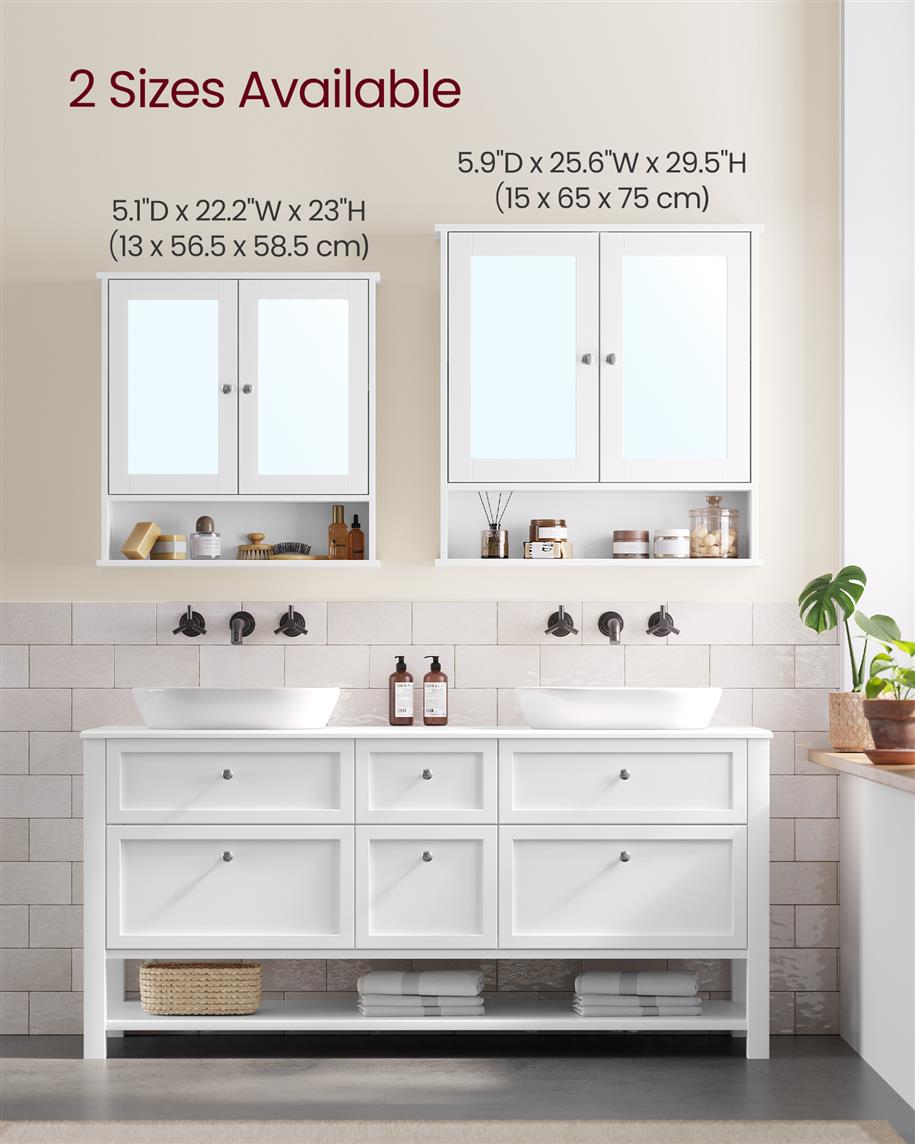 Bathroom Cabinet with Mirror - White