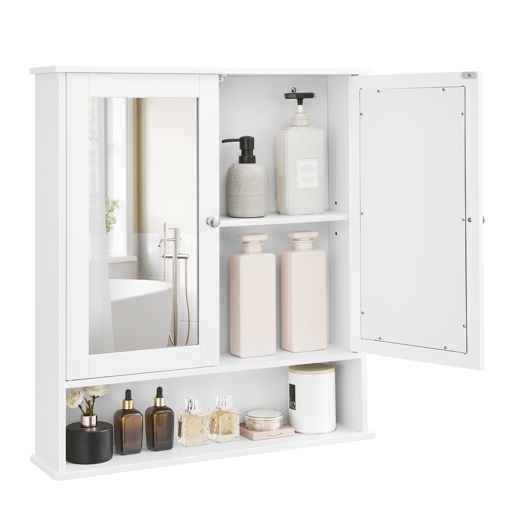 Bathroom Cabinet with Mirror - White - 5.9"D x 25.6"W x 29.5"H