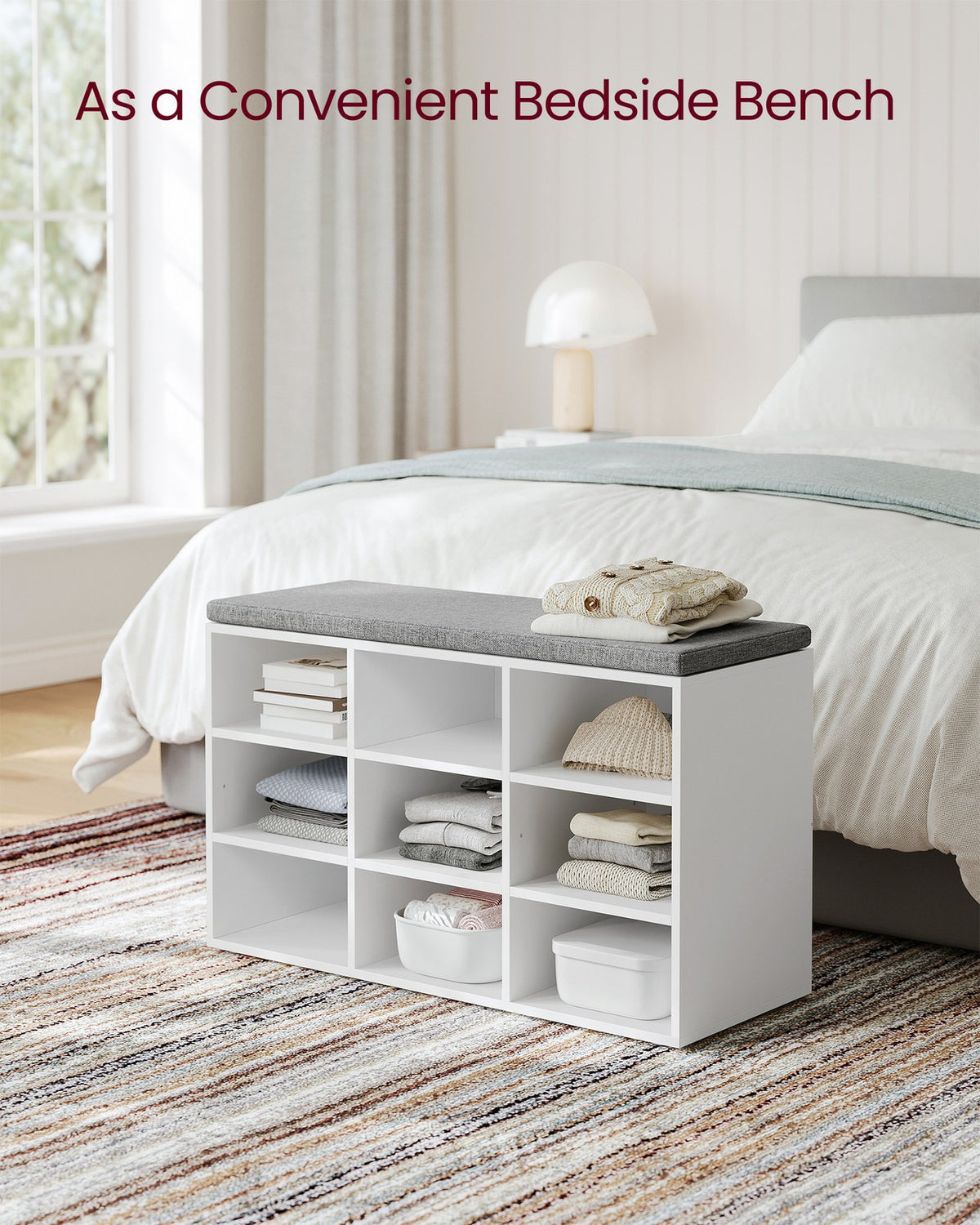Shoe Bench - With Cushion - 12 Compartments