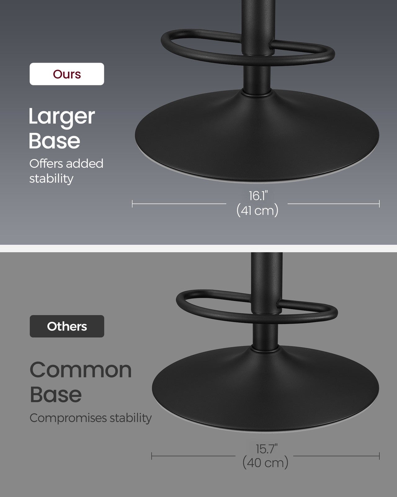 Bar Stools - Set of 2 Swivel Bar Chairs - Adjustable Height - Ink Black
