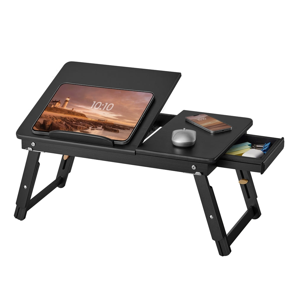 Bamboo Bed Desk with Tilting Top - Ink Black