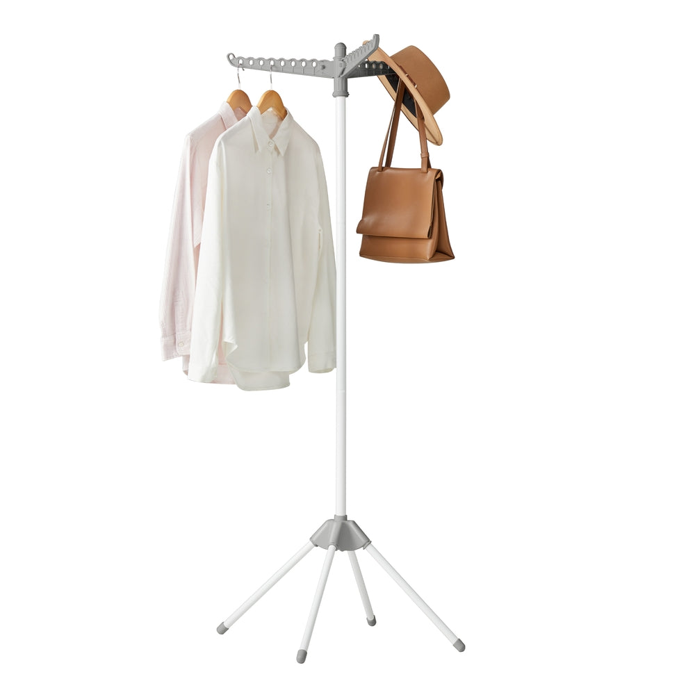 59-Inch High Folding Clothes Drying Rack - Gray, White - 25.6”D x 25.6”W x 59”H