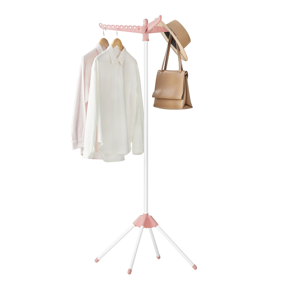 59-Inch High Folding Clothes Drying Rack - Pink, White - 25.6”D x 25.6”W x 59”H