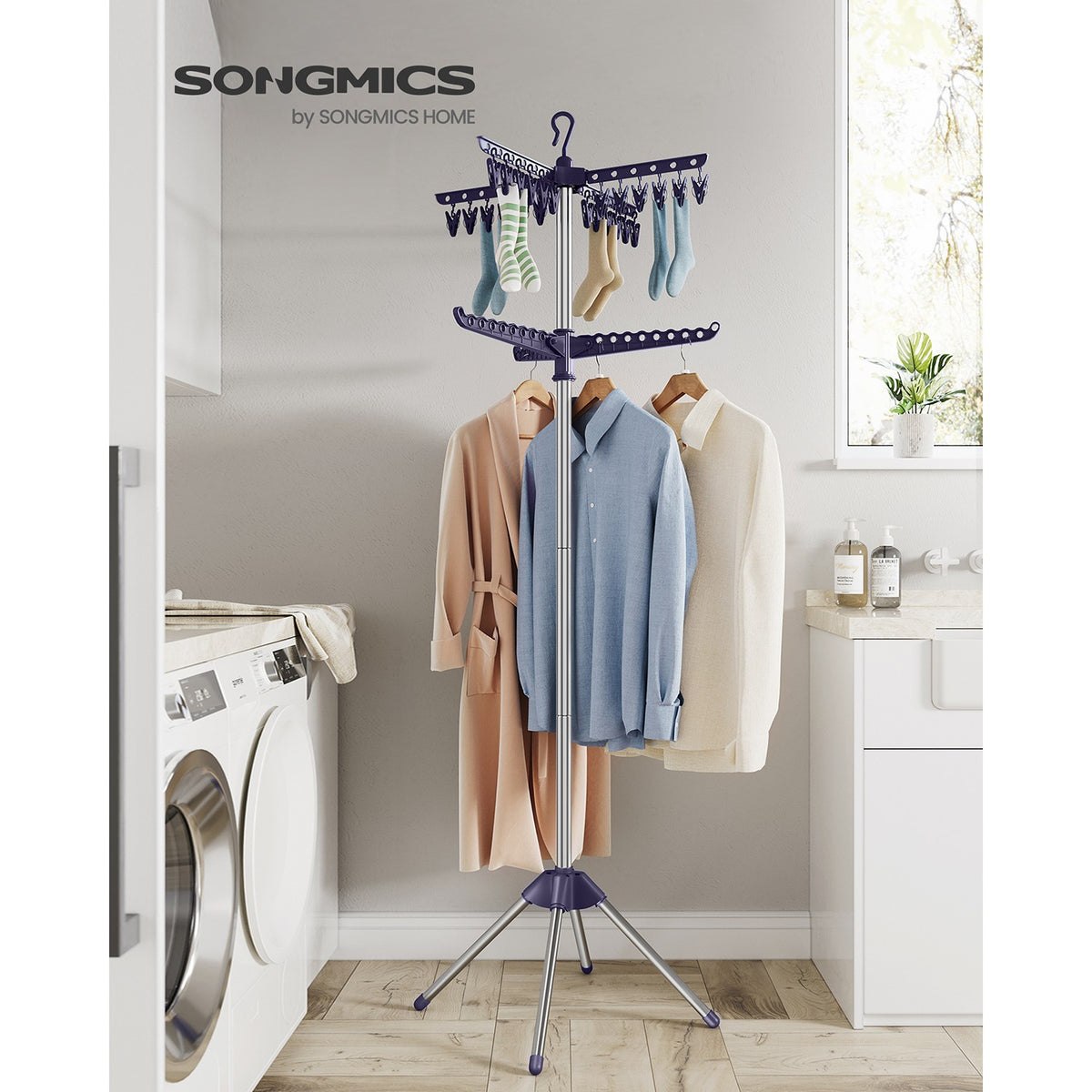Folding Clothes Drying Rack - 59-Inch - Space-Saving