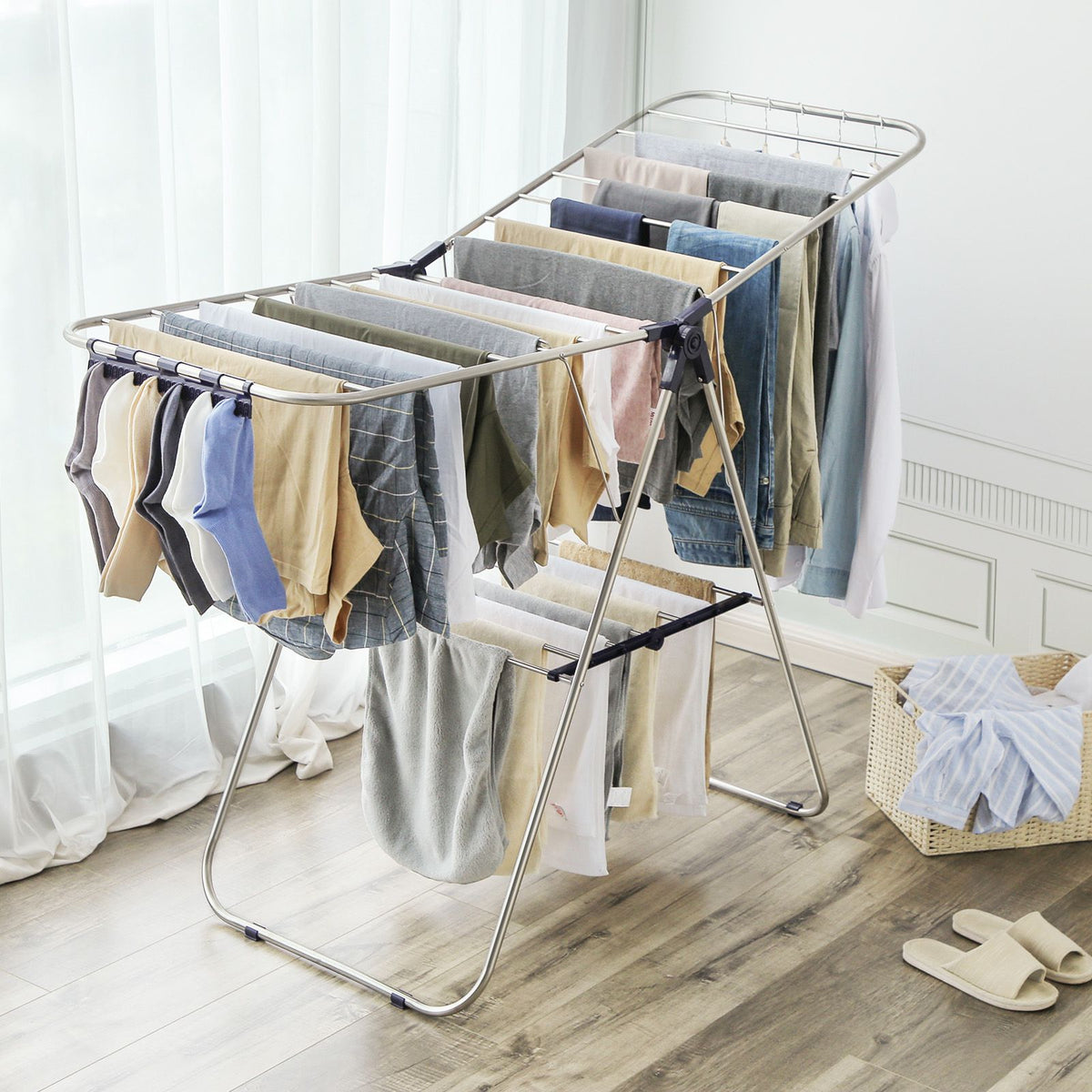 Clothes Drying Rack - Sock Clips - Height-Adjustable