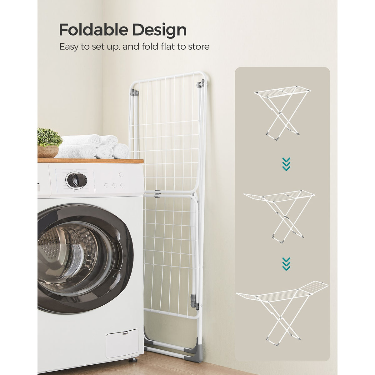 Clothes Drying Rack - Foldable Space-Saving - With Gullwings