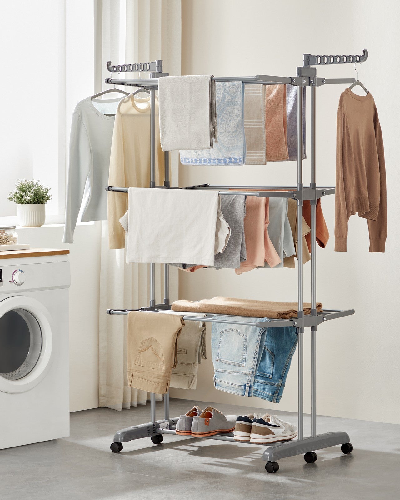 Clothes Drying Rack 4-Tier - Foldable Laundry Drying Rack 173 Cm Tall