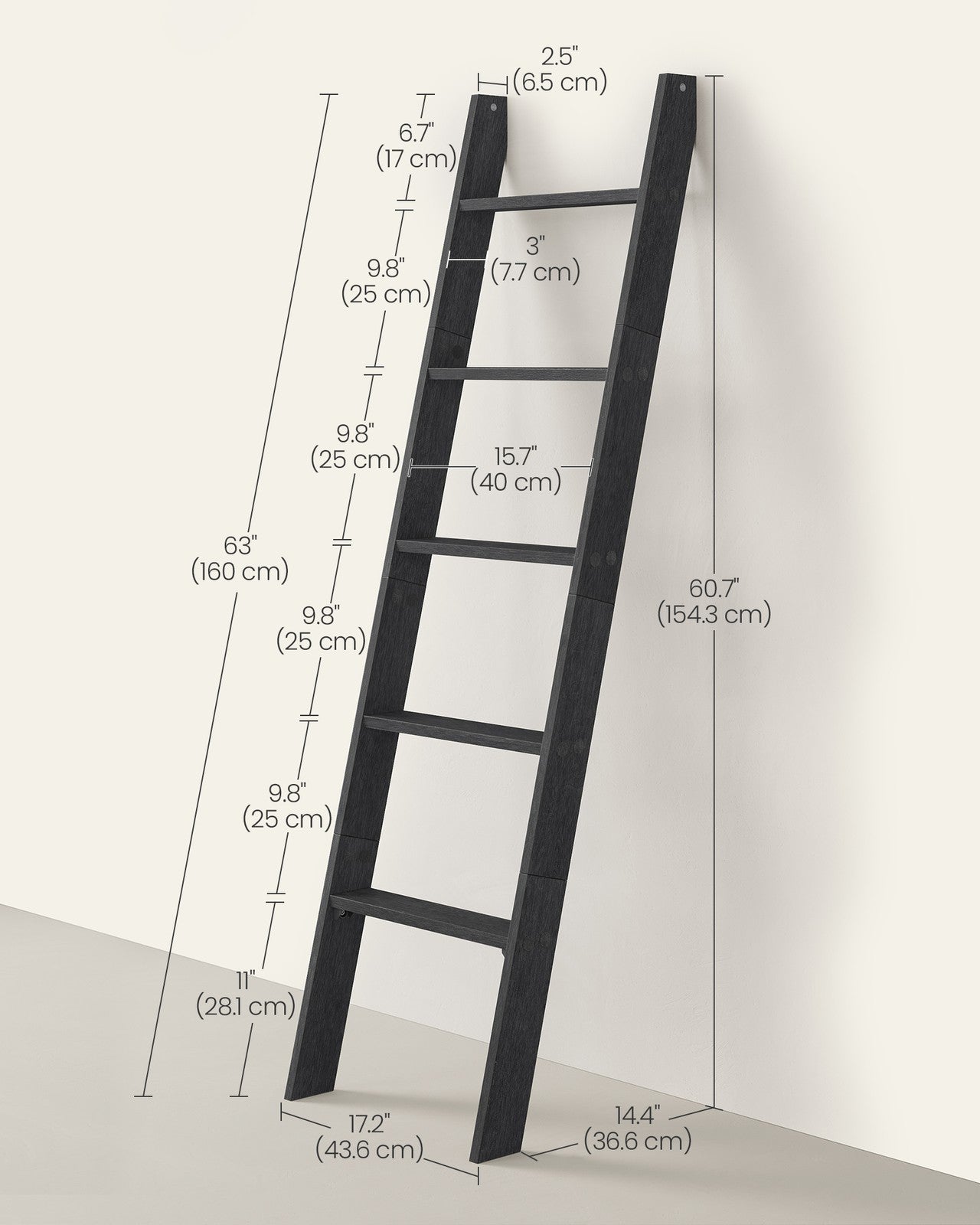 Blanket Ladder Decorative Farmhouse for the Living Room - Ebony Black