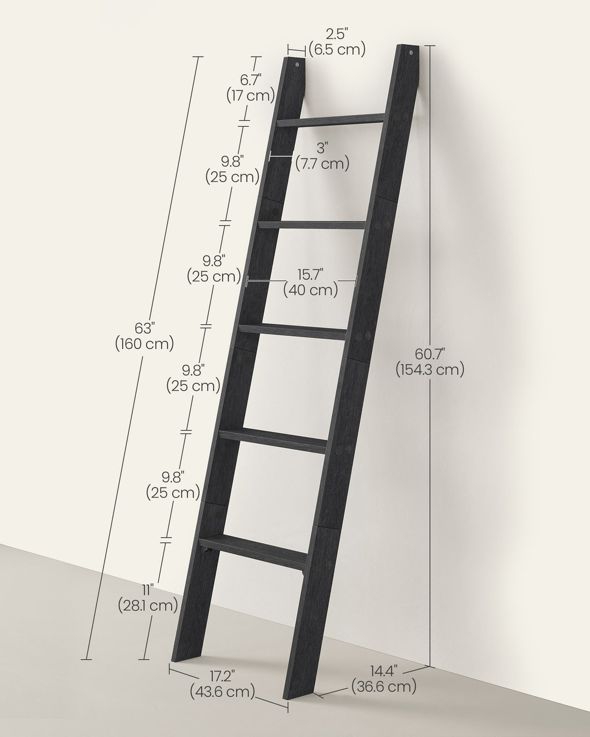 Blanket Ladder Decorative Farmhouse for the Living Room - Ebony Black