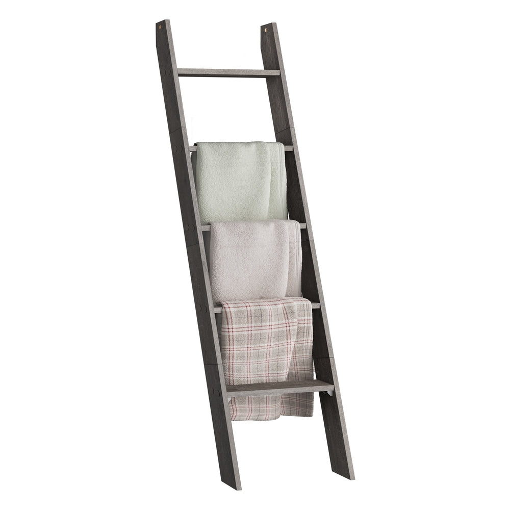 Blanket Ladder Decorative Farmhouse for the Living Room - Misty Gray