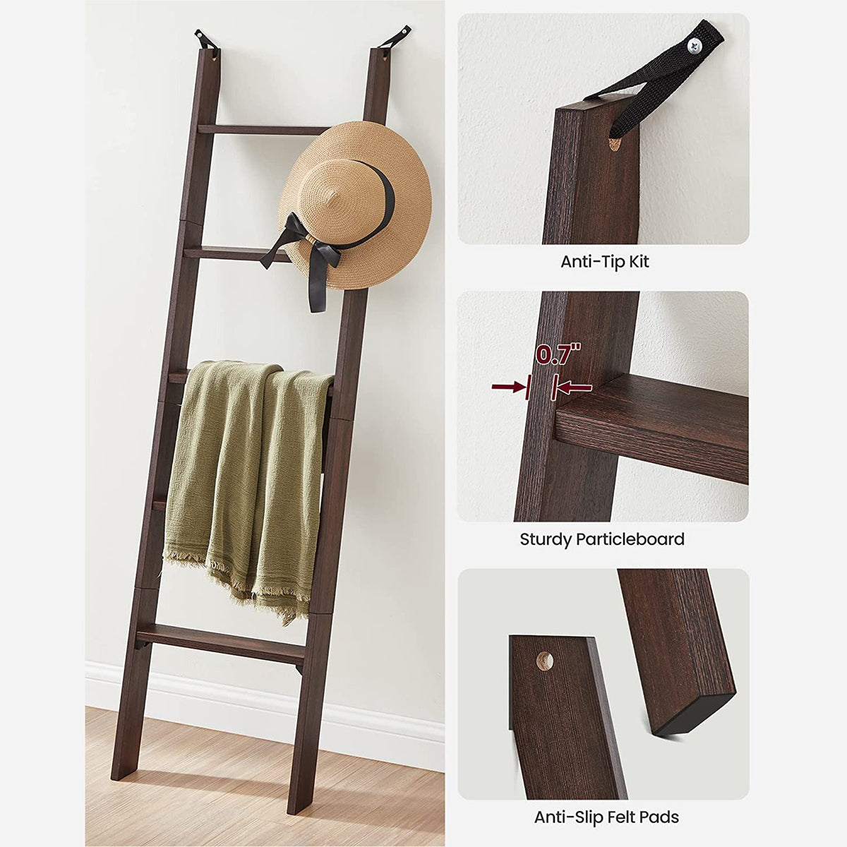 Blanket Ladder - 5-Tier - Farmhouse Style - For the Living Room