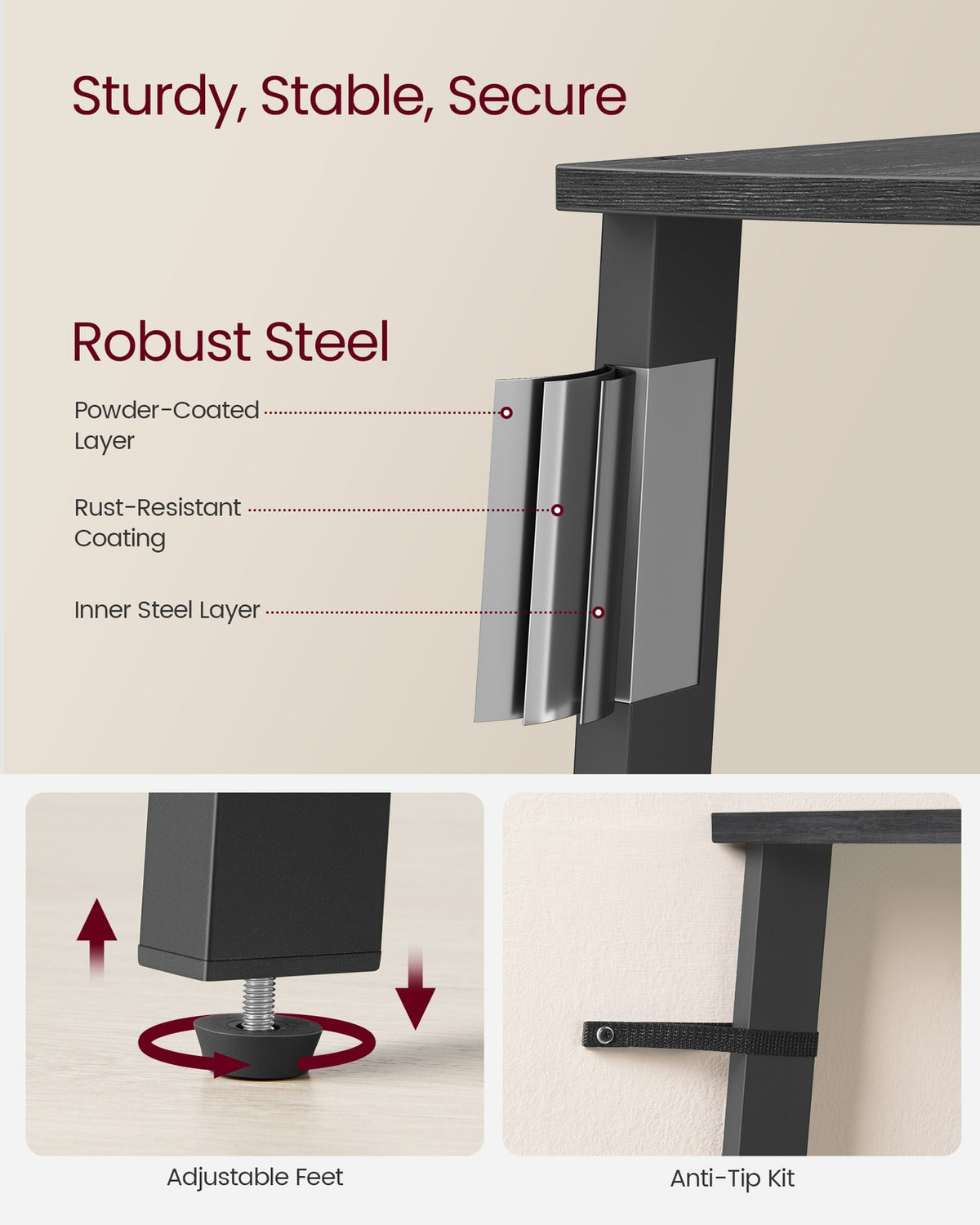 Corner Shelf Stand - 4-Tier - Metal Frame