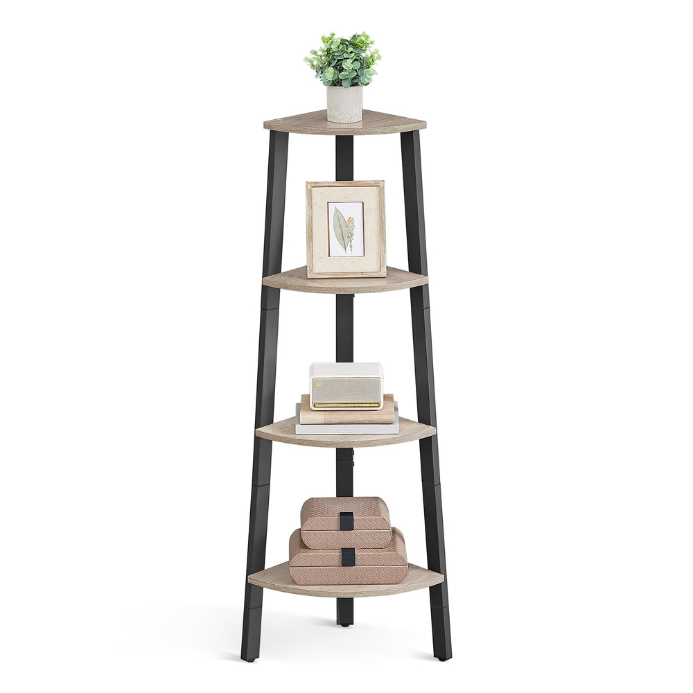 Corner Shelf Stand - 4-Tier - Greige and Black - Greige, Black