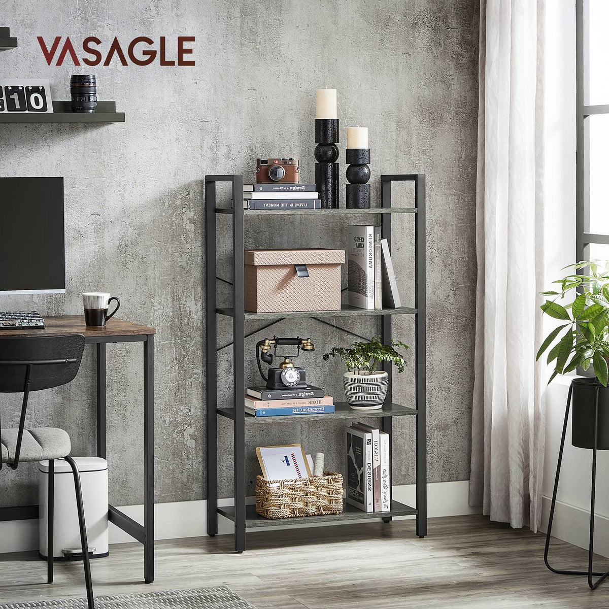 Bookcase - 4-Tier - Steel Frame