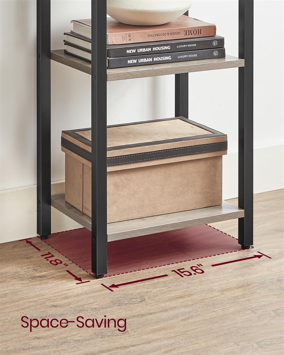 5 Tier Bookcase Storage Shelf - Rustic Brown