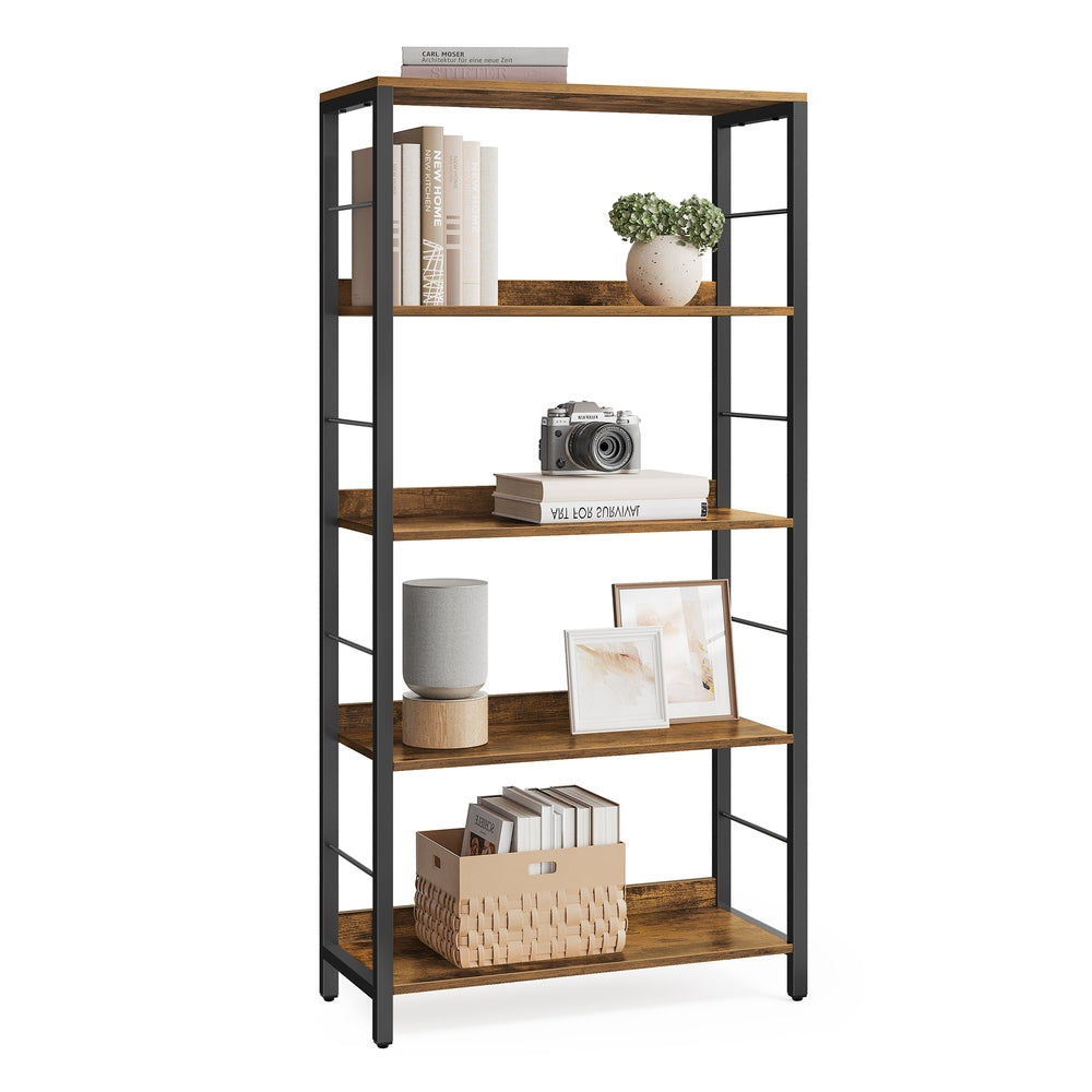6-Tier Industrial Bookshelf - Rustic Brown, Black - 11.8’’D x 23.6’’W x 56.7’’H