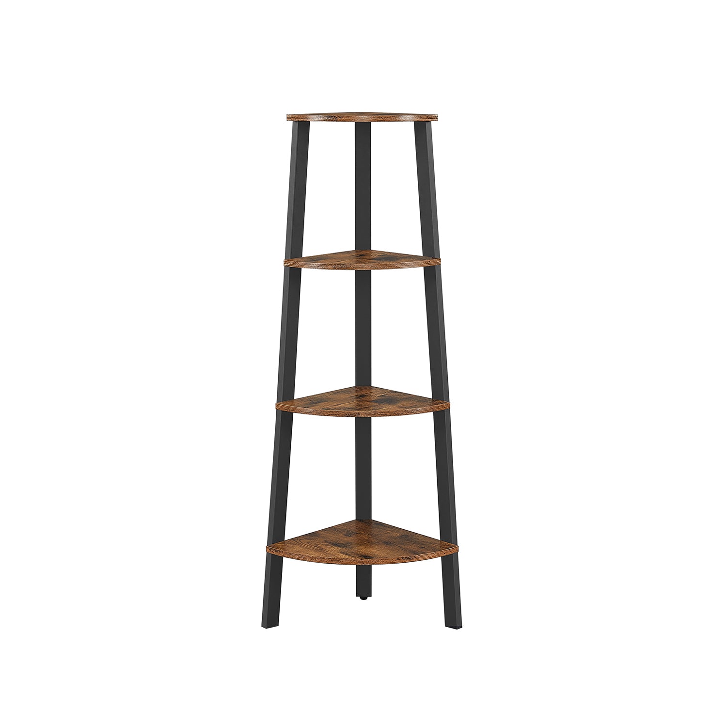 Corner Shelf Stand - 4-Tier - Greige and Black - Rustic Brown, Black