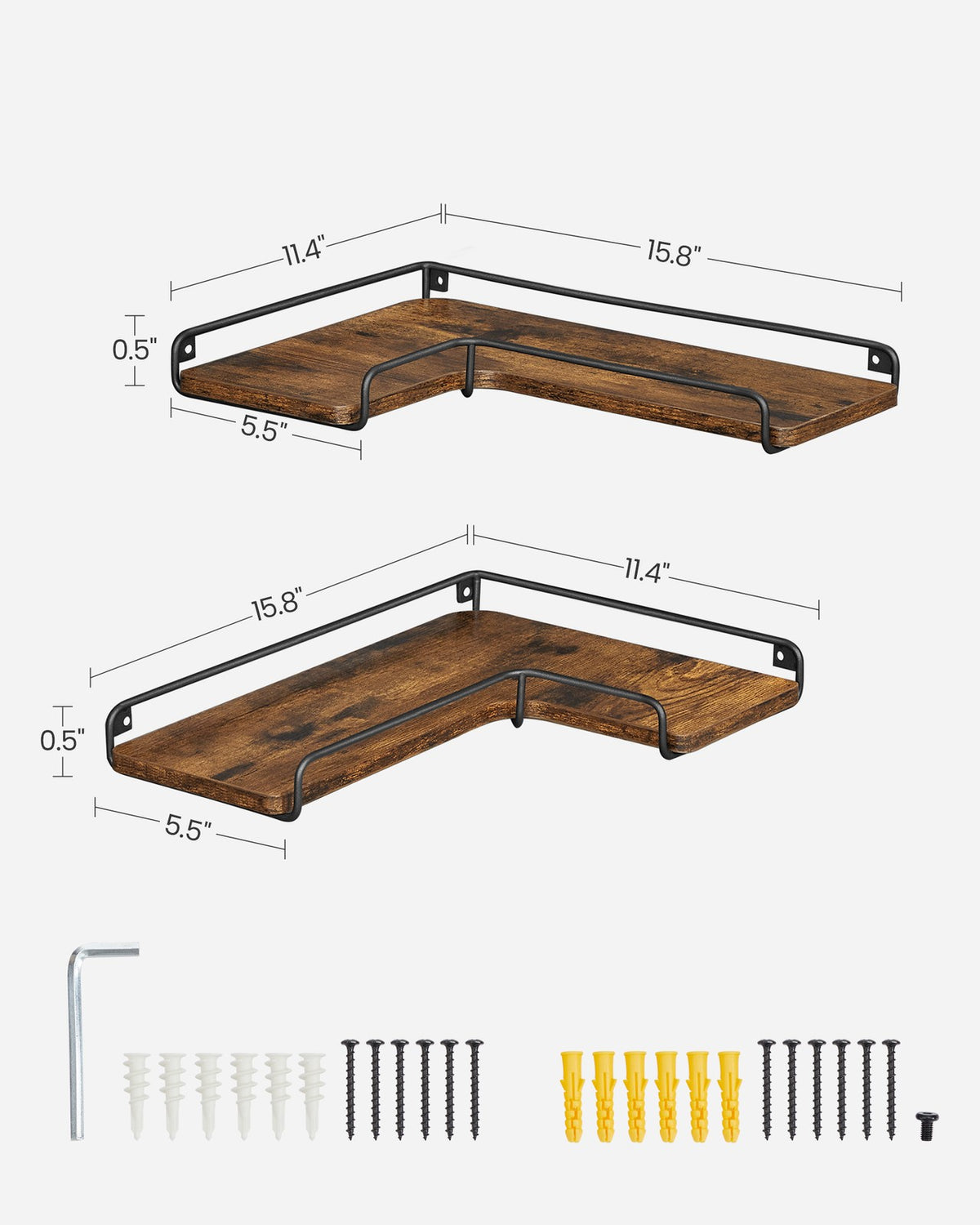 Corner Wall Shelf - Floating - Cable Space - Set of 2